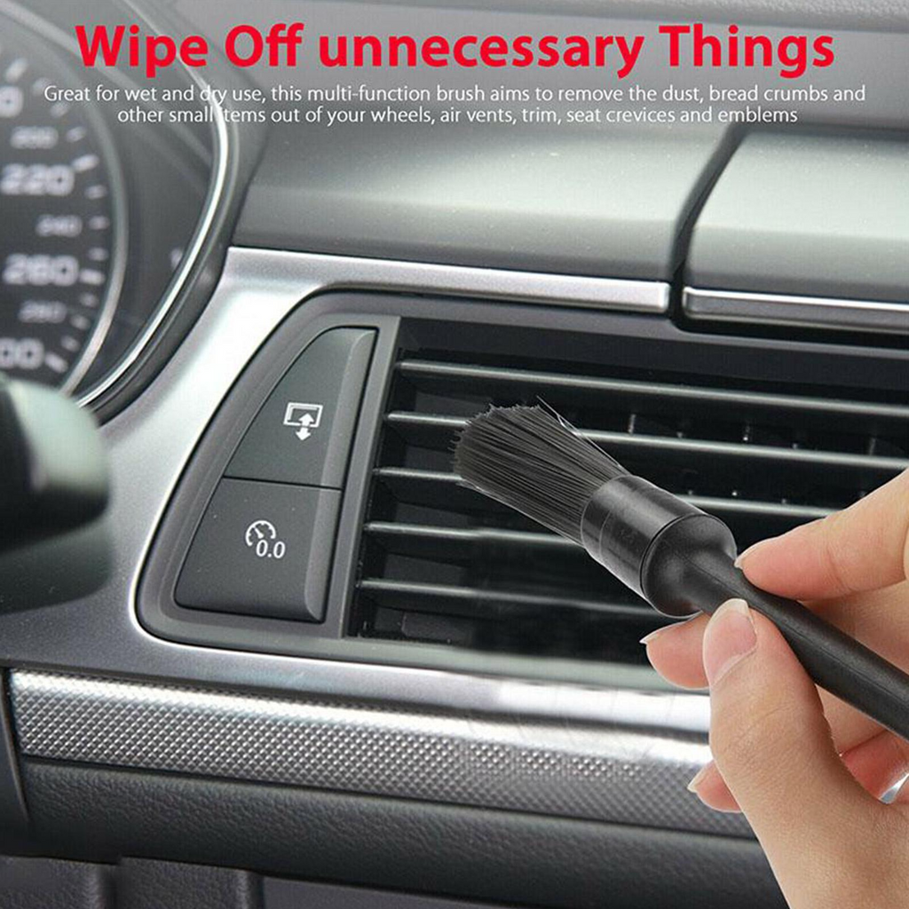 5PC Car Detailing Brush Kit — Boar Hair Interior & Wheel Cleaning Set