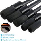 5PC Car Detailing Brush Kit — Boar Hair Interior & Wheel Cleaning Set